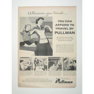 Vintage 1956 Print Ad Pullman Travel Services Women FashionMiidcentury Modern